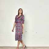 Geiko Malmo Blue and Fuchsia Dress