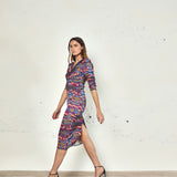 Geiko Malmo Blue and Fuchsia Dress