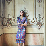 Geiko Malmo Blue and Fuchsia Dress