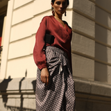 Falda Patrizia Geométrica Marrón y Negra