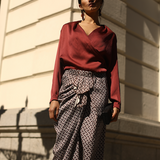 Falda Patrizia Geométrica Marrón y Negra