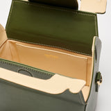 SAONARA Bolso Kukito verde army/crema piel