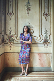 Vestido Geiko Malmo Azul y Fucsia