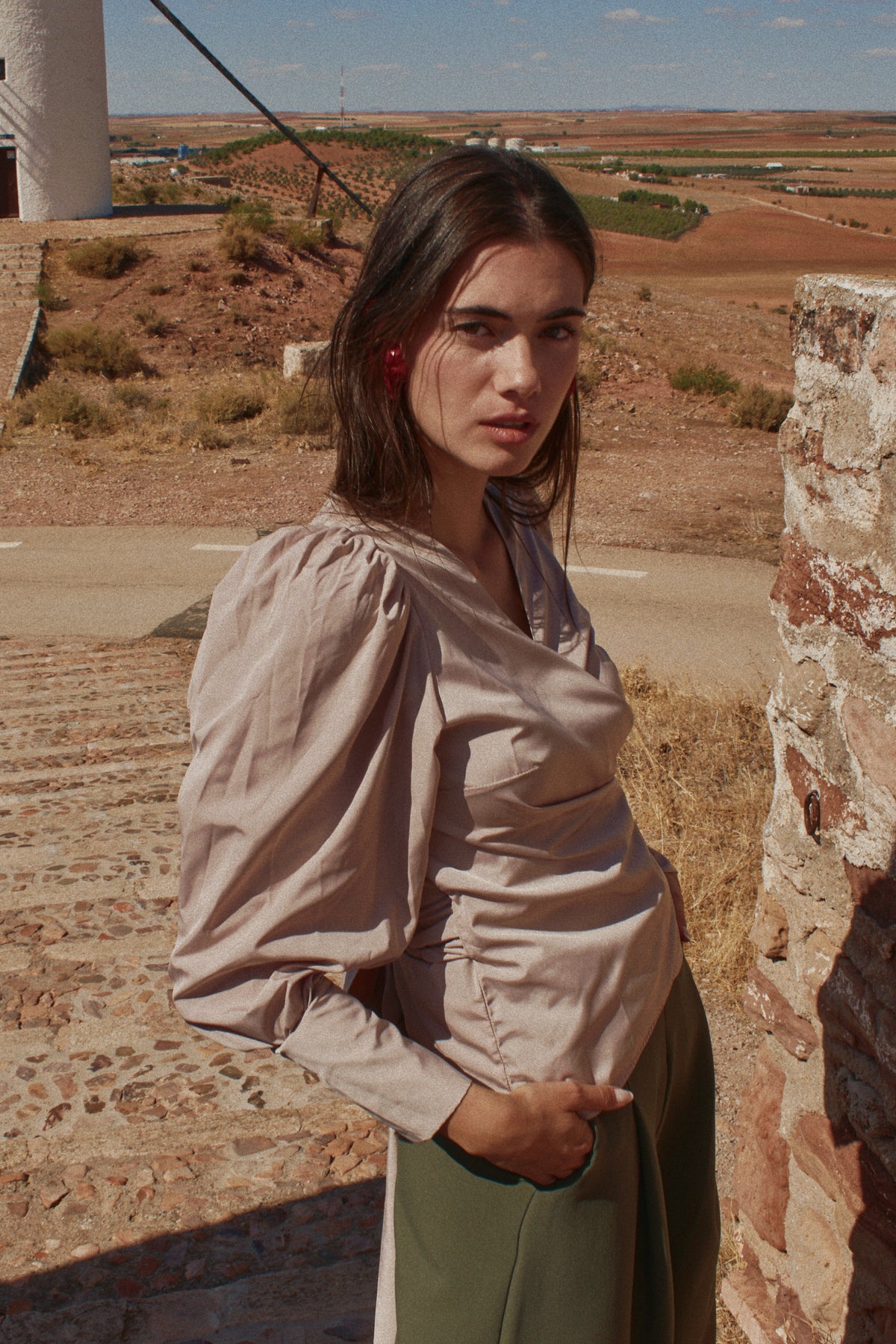 Top Emma Tafetán Beige