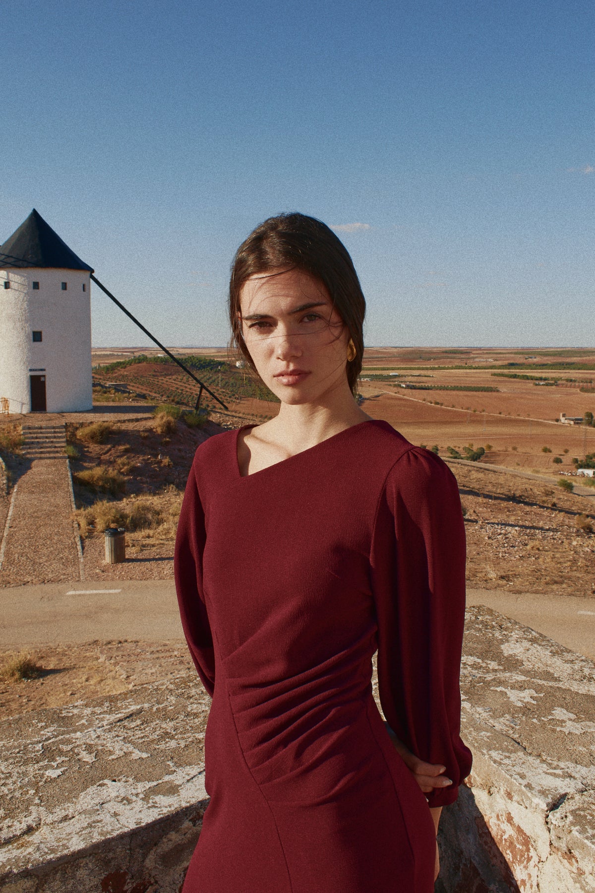 Vestido Irina Crepe Burdeos