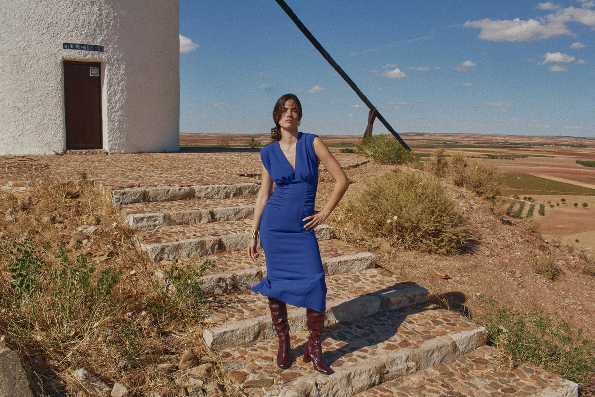 Vestido May Crep Azul