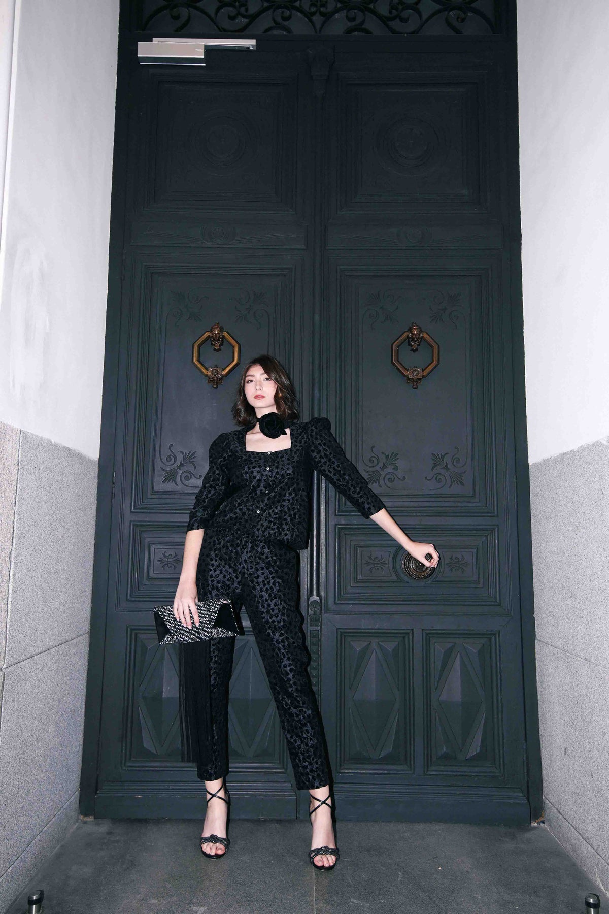 Black Sassu Print Top
