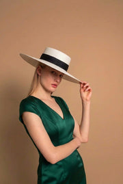 Sombrero Rotin Blanco-Negro