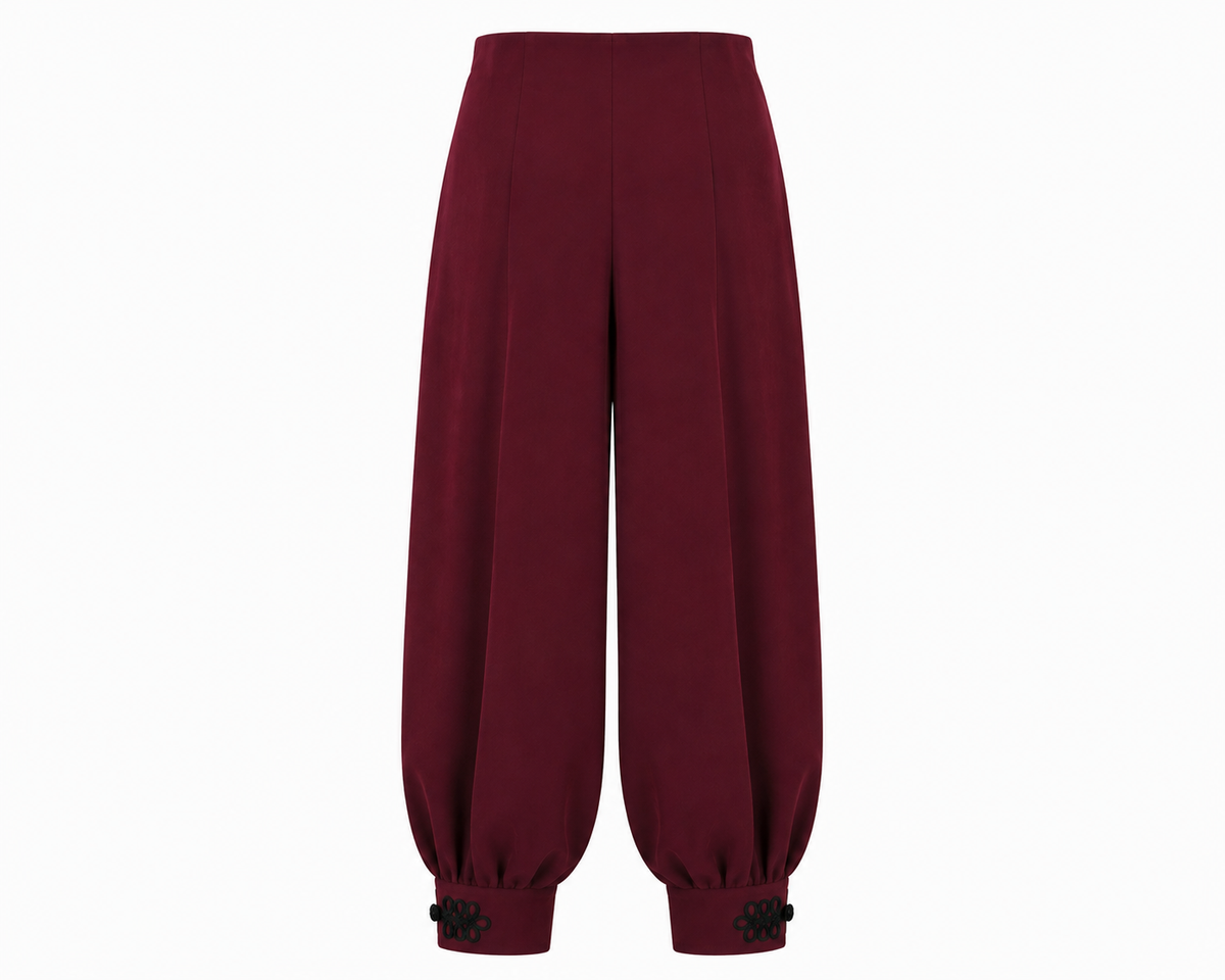 Pantalón Bombacho Crepe Burdeos
