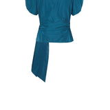 Top Nia Tafetán azul petróleo