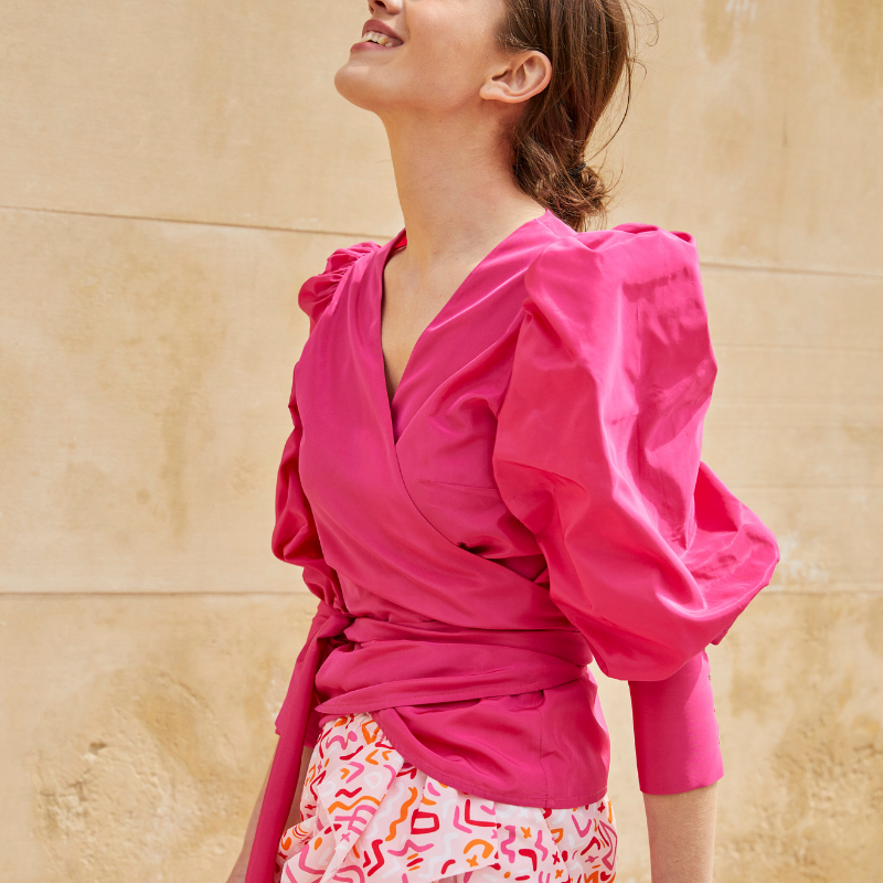 Camisa Emma Fucsia Tafetán