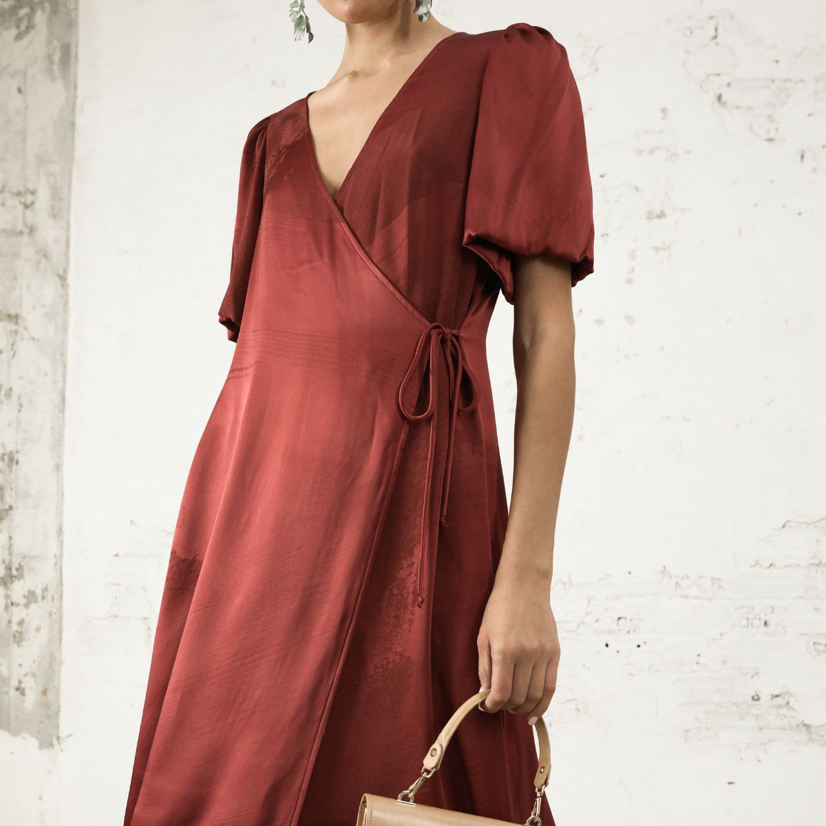 Vestido Tiziana Seda Granate