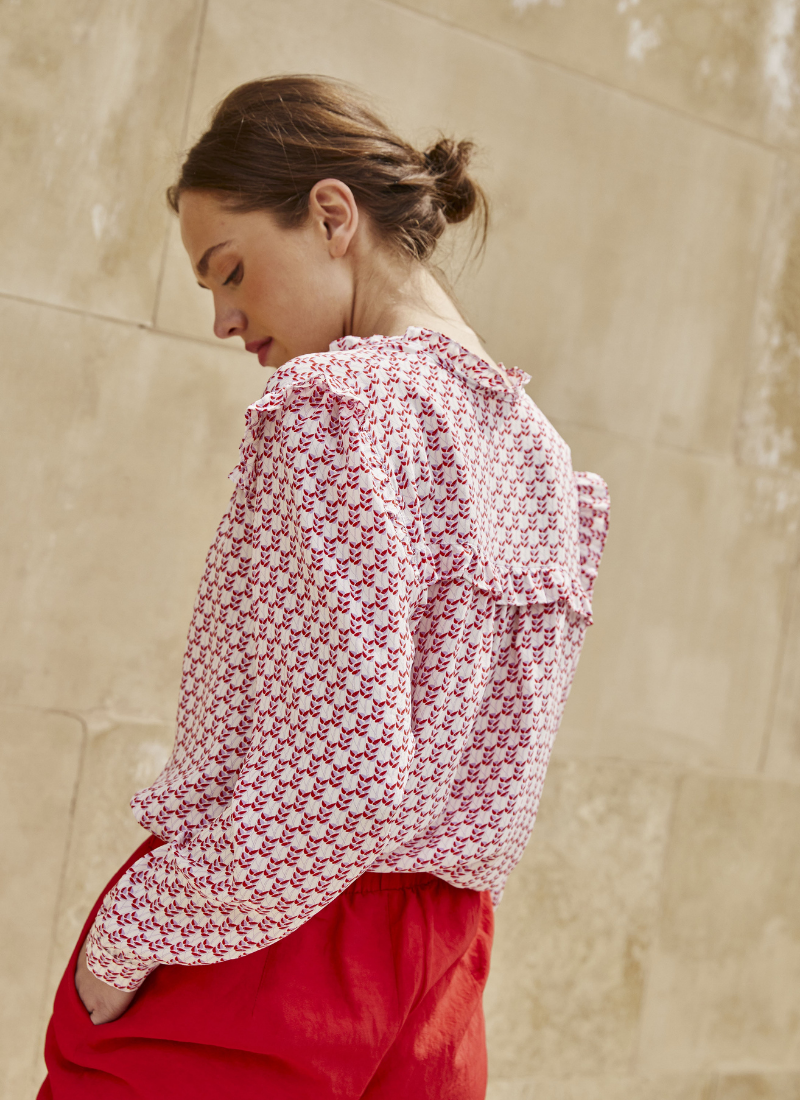 Camisa Neva Morado y Rojo
