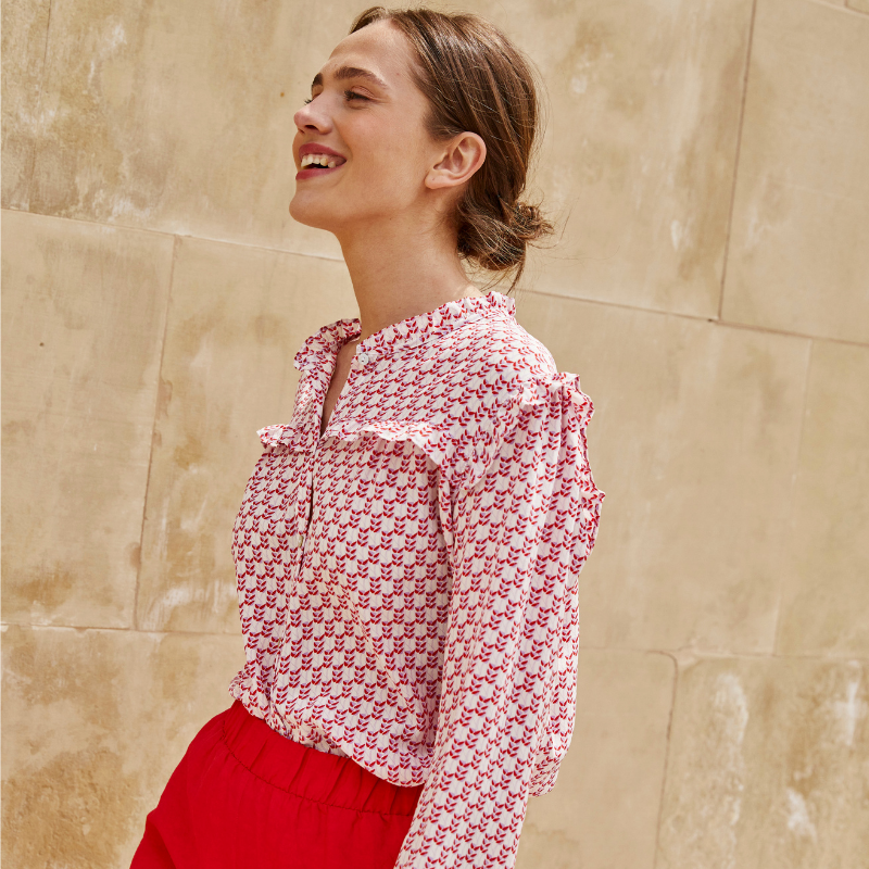 Camisa Neva Morado y Rojo