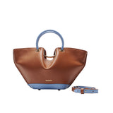 SAONARA Bolso mini capazo caramelo/blue sky piel