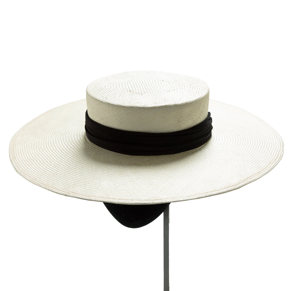Sombrero Rotin Blanco-Negro