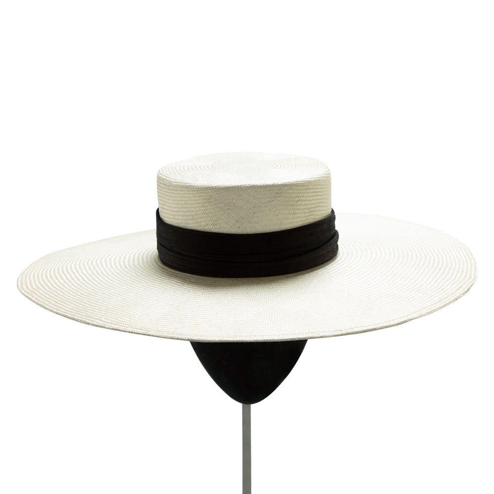 Sombrero Rotin Blanco-Negro