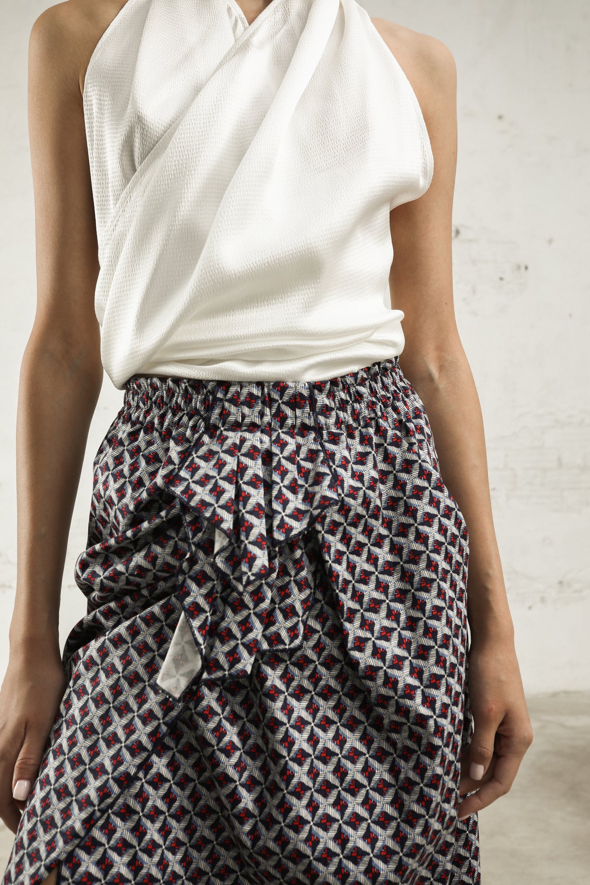 Falda Patrizia Geométrico Azul y Rojo