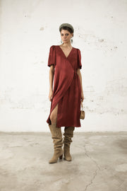 Tiziana Garnet Silk Dress